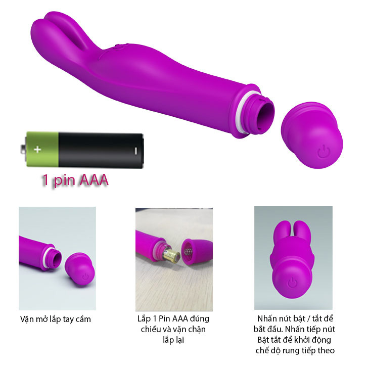 Mát xa 2 ngón Prettylove Elvira silicon y tế an toàn