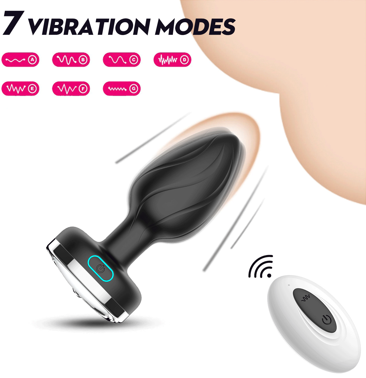 Phích cắm hậu môn điều khiển từ xa silicon an toàn kích thích hưng phấn