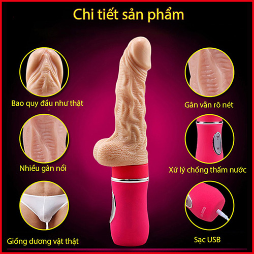 Dương vật giả rung thụt cao cấp USA tạo nhiệt mềm mại