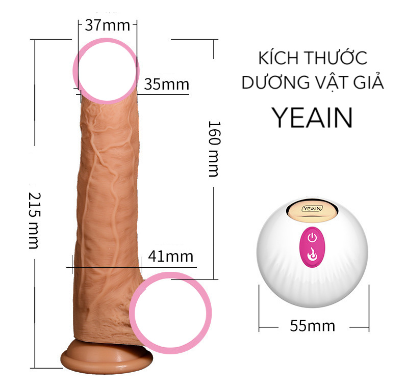 Dương vật rung thụt YEAIN G Point tỏa nhiệt silicon cao cấp